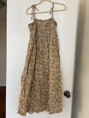 Girls' Yellow Floral Tie-Shoulder Dress